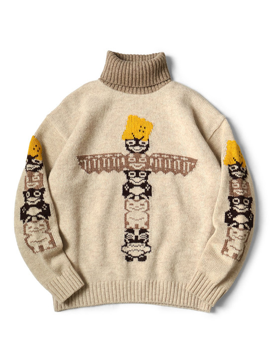 5G Wool PECKISH Totem Pole High Neck Sweater K2510KN092