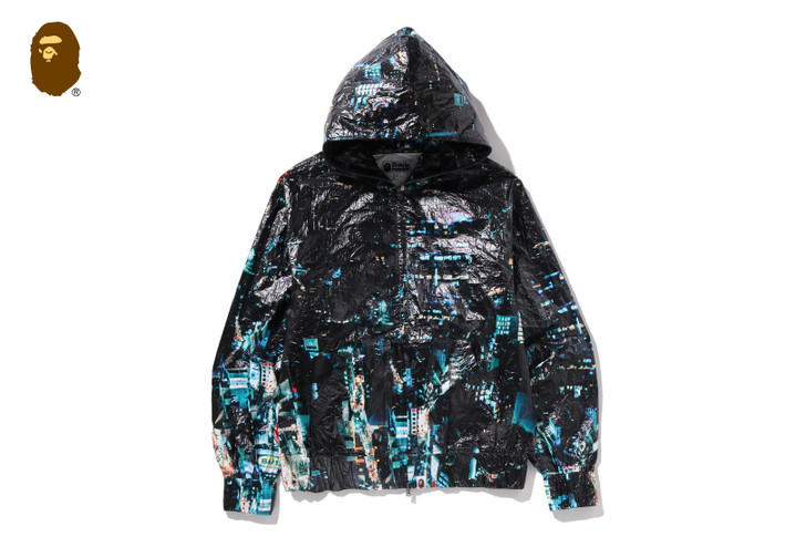 OVERALL PRINT CREASE HOODED JACKET 1M30-140-320