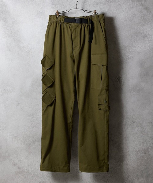 Multi-pocket Cargo Pants / Multi-pocket Buckle Belt Elastic Waist Cargo Pants F25NP002