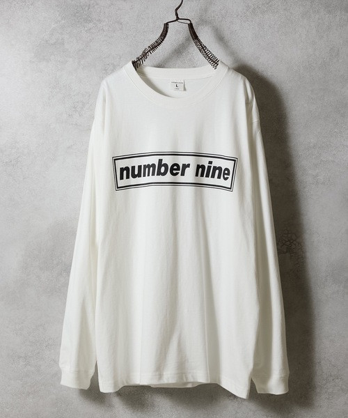 number nine BOX LINE PRINTED CLASSIC L/S T-SHIRT / number nine box line Logo Print classic Long Tee F25NLT007