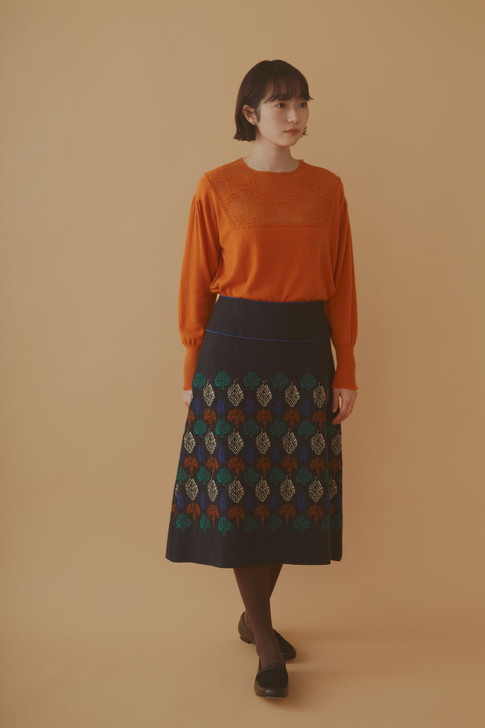 minä perhonen Tops Flower Quilt Knit Pullover 2022-23 A/W Online
