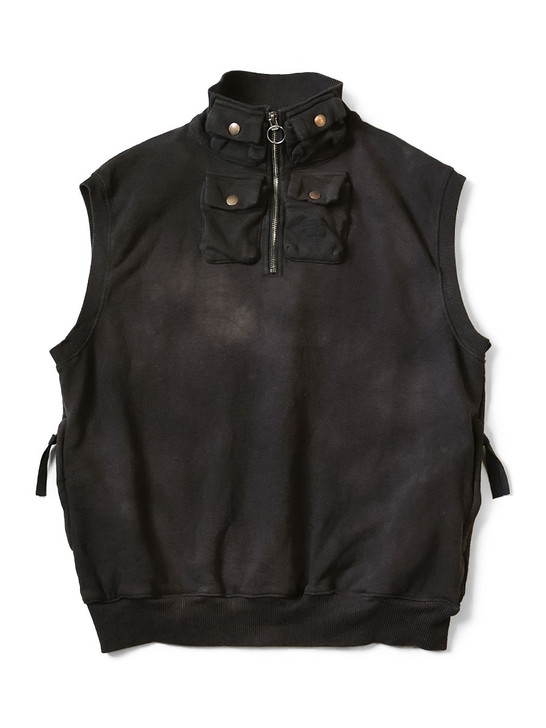 French Terry Nickel 4-Short Half-Zip Vest (Dirty Dyed) K2510SC139