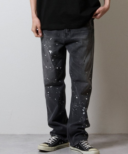 HAND PAINTED STRAIGHT DENIM JEANS VINTAGE WASH BA2NP006P