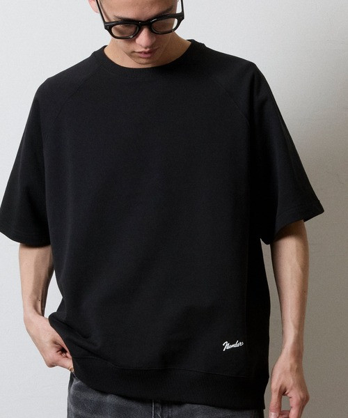 FIRM COTTON LIGHT SHORT PILE RAGLAN SHORT SLEEVE SWEATSHIRT / Firm Cotton Light Mini French Terry Raglan Short Sleeve Crew Neck Sweatshirt S26GNC001