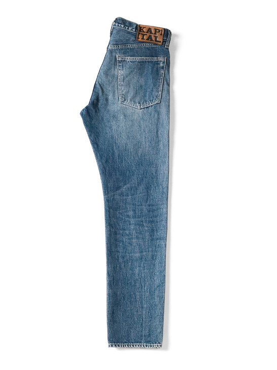 KAPITAL Pants 13.5Oz Zimbabwe Denim 5-Pocket Monkey CISCO (Distressed)