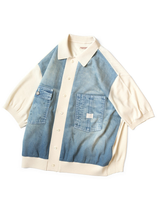 Knit x 8Oz Denim Coverall Polo K2504KN174EK-1889KN