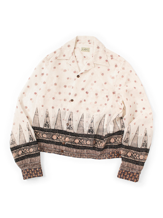 Sheer, Chintz Pattern, Open-collar Shirt Drizzler K2603LS061