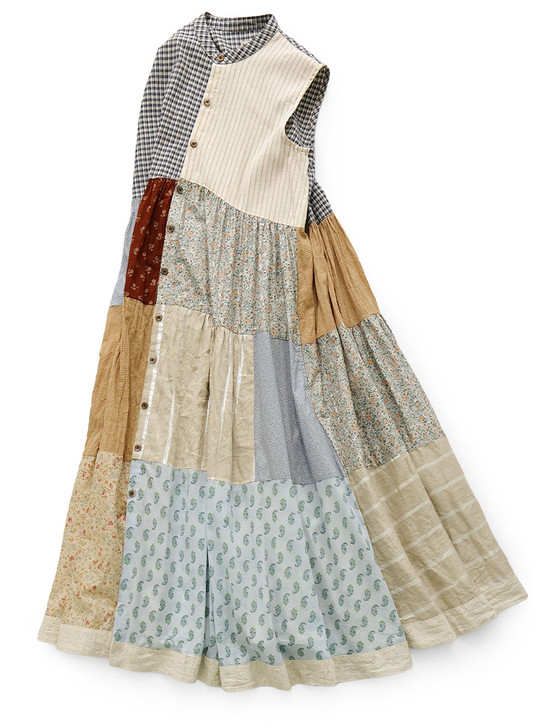 Patchwork Stand Collar Aloha Dress K2604OP098