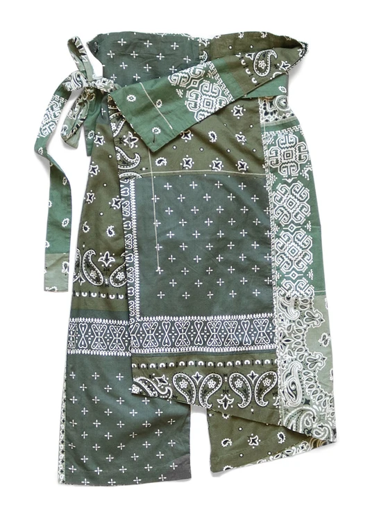 Gauze Bandana Patchwork Print Wrap Pants K2004LP128