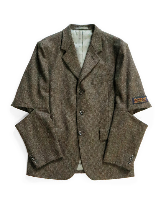 Herringbone Tweed Cutout Elbow Jacket K2310LJ110