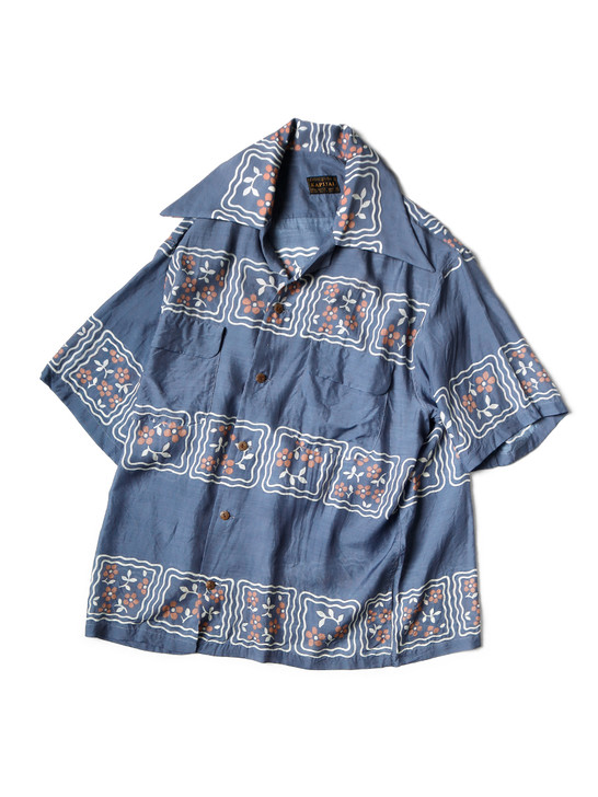 Silk Rayon Cookie Pattern Wide Collar Aloha Shirt K2404SS175
