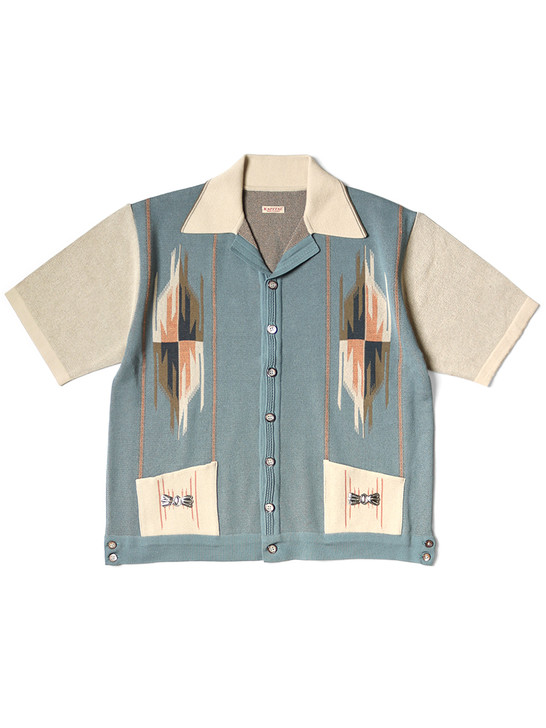 12G Cotton Knit Chimayo Pattern Aloha Polo EK-1730KN