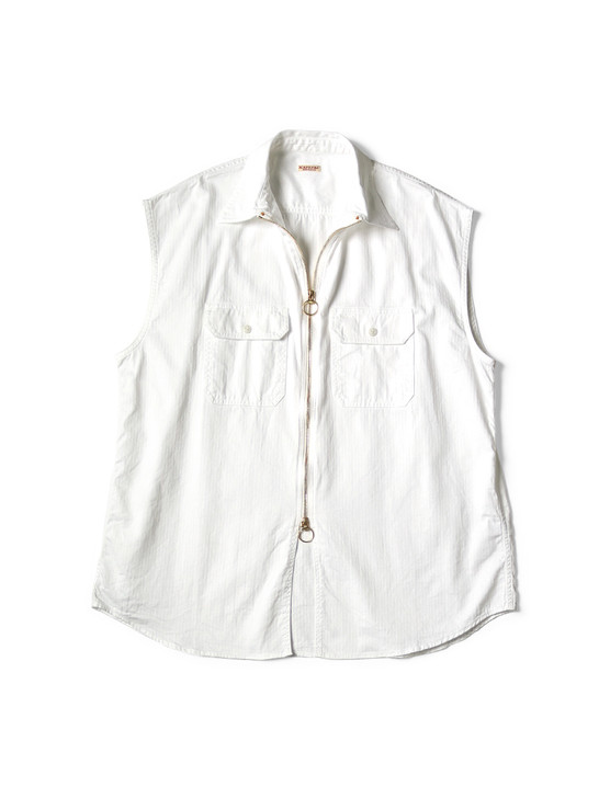 Herringbone Twill Sleeveless zipper Work Shirt K2503SS047EK-1873SS