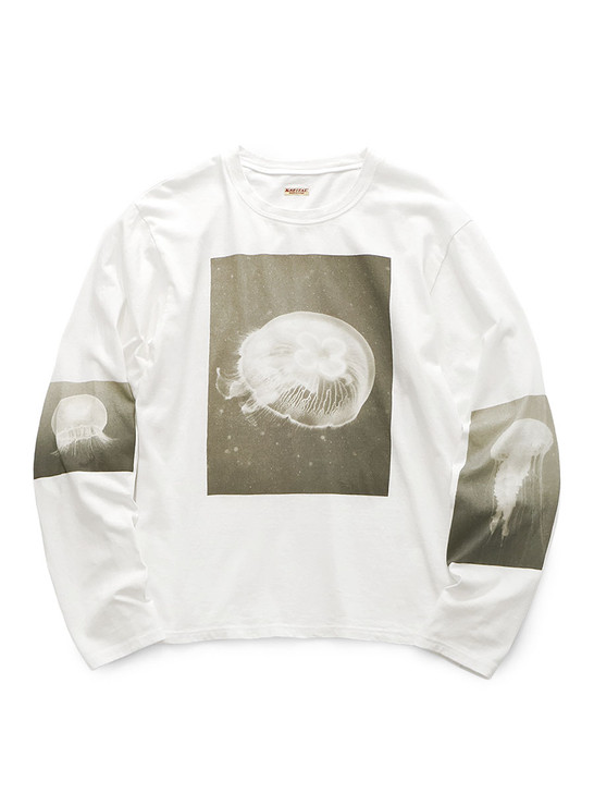 20/- Jersey Crew Neck Long Sleeve T-Shirt (Monochrome JELLYFISH Print) K2609LC034