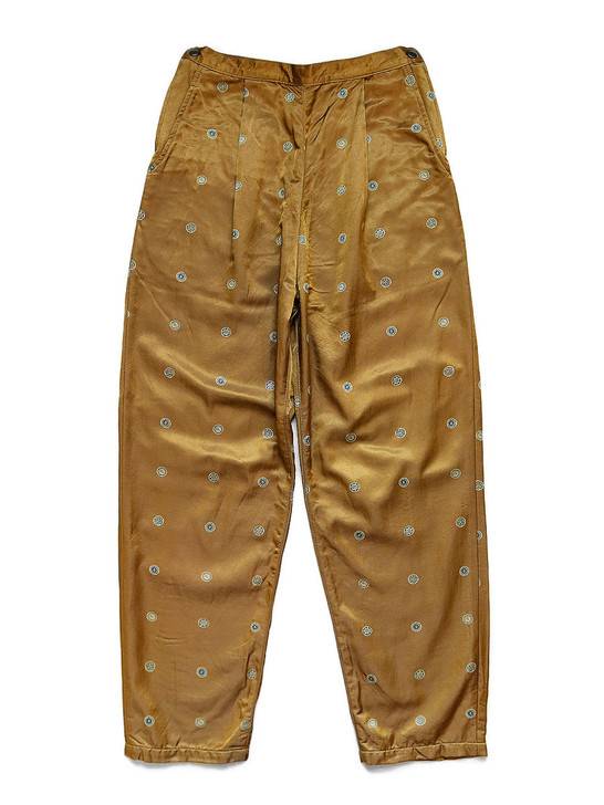 Cotton-rayon Brushed Lining, Bean-pattern Discharge Print High-waisted Pants K2109LP062