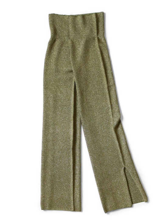 7G Lame Yarn Slit Flare Leggings K2304KN162