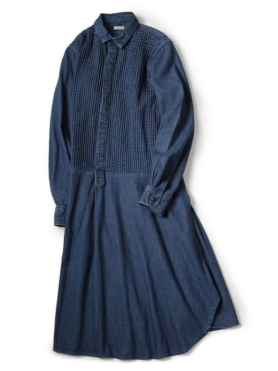 Shirt Denim Pintuck Shirt Dress EK-207OP