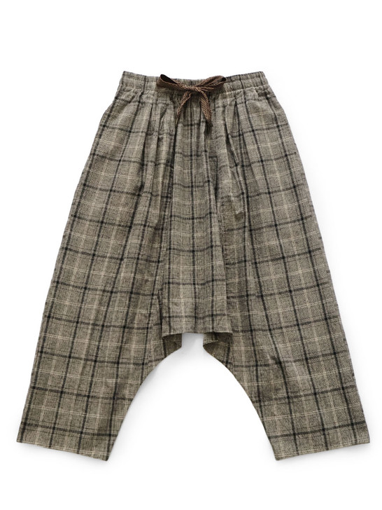 Cotton-linen Glen Check Sarouel Easy Pants K2606LP234
