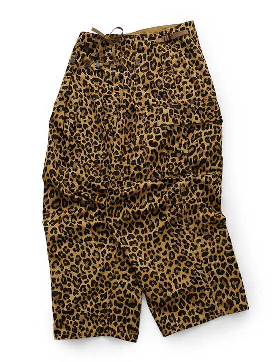 Cotton Herringbone Leopard Print Jumbo Cargo Pants K2409LP008EK-1917LP