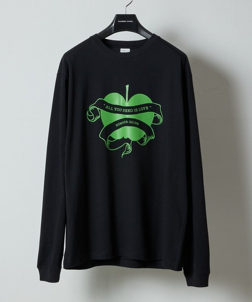 NUMBER (9)INE APPLE PRINTED CLASSIC L/S T-SHIRT / Number (9)Ine Classic Apple Motif Print Long-Sleeve T-Shirt BA2GNLT005