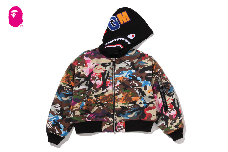HYBRID CAMO HOODED CROPPED SHARK MA-1 JACKET 1M80-241-303
