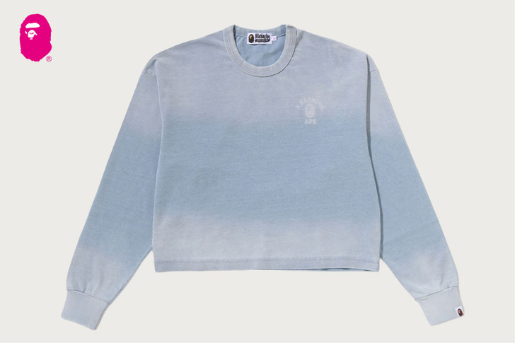 INDIGO COLLEGE PRINT BOXY CROPPED LS TEE 1M80-211-305