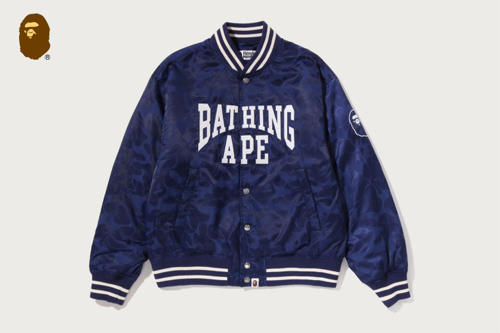 SOLID CAMO NYLON JACQUARD VARSITY JACKET 1M80-141-301