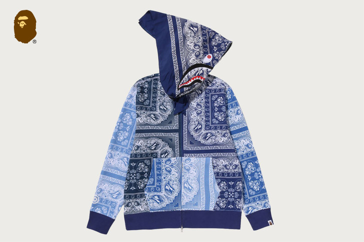 PAISLEY PATTERN SHARK FULL ZIP HOODIE 1M80-115-323