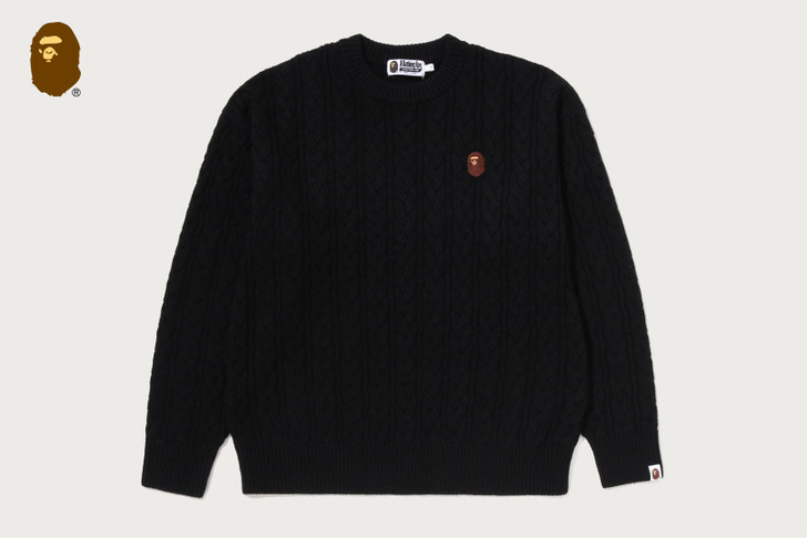 ONE POINT CABLE KNIT CREWNECK SWEATSHIRT 1M80-120-302