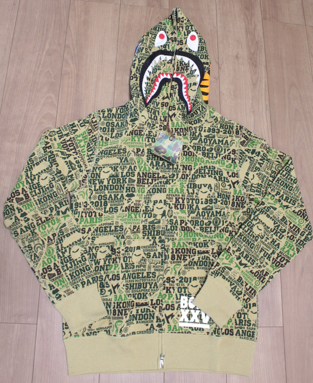 BAPE XXV CITIES CAMO SHARK ZIP HOODY