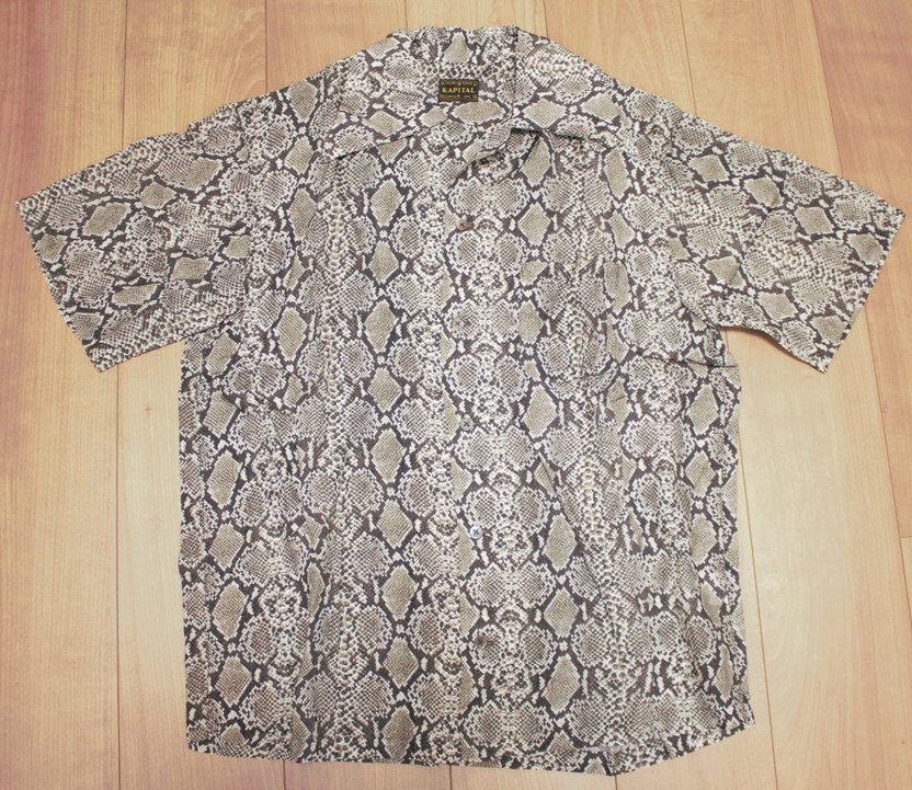 KAPITAL Silk Rayon Snake Pattern Rangle Color Aloha Shirt K2204SS092