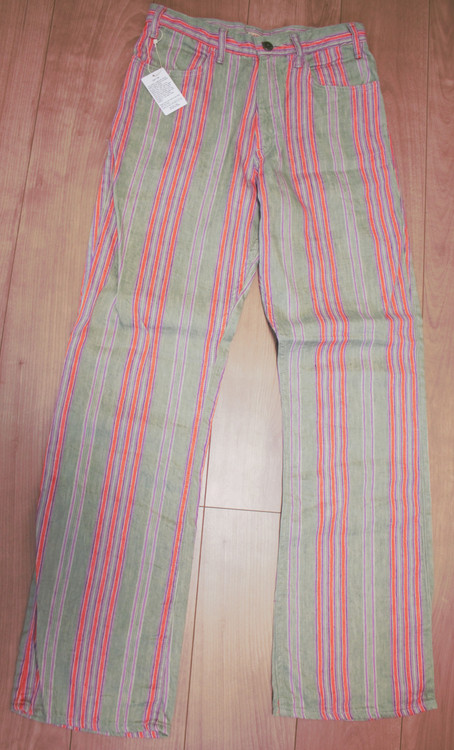 KAPITAL Linen Caribbean Shadow Stripe Boot Cut Pants K1905LP185