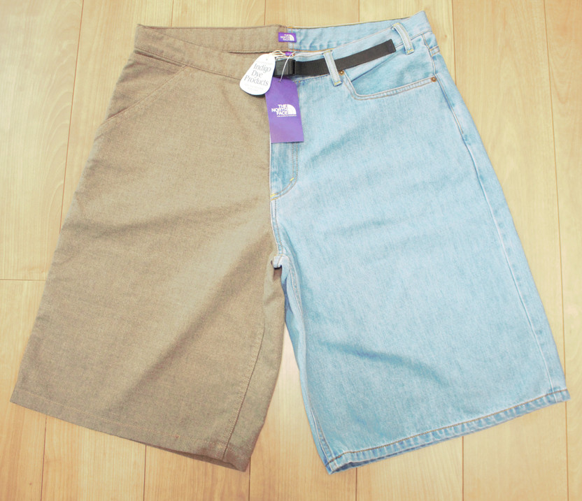 THE NORTH FACE PURPLE LABEL RP Denim Field Patchwork Shorts NT4414N THE NORTH FACE PURPLE LABEL RP Denim Field Patchwork Shorts NT4414N