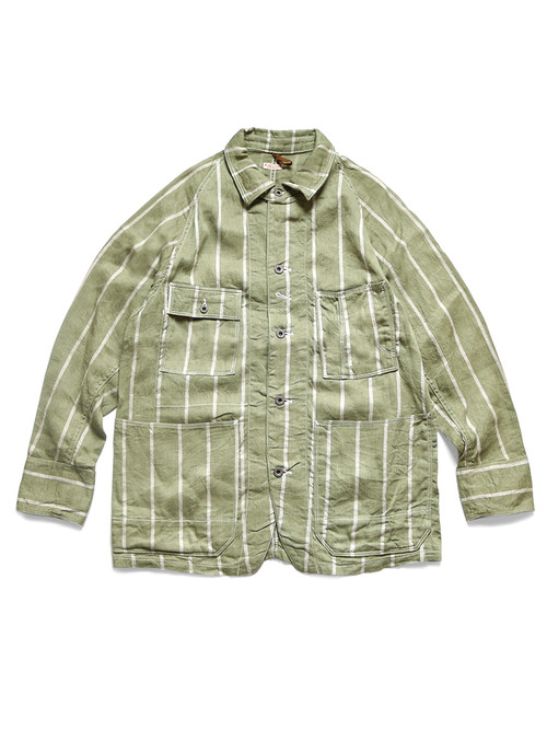 キャピタル　LINEN STRIPE CACTUS COVERALL Kapital Linen Glitter PHILLIES Stripe CACTUS Coverall - Ecru
