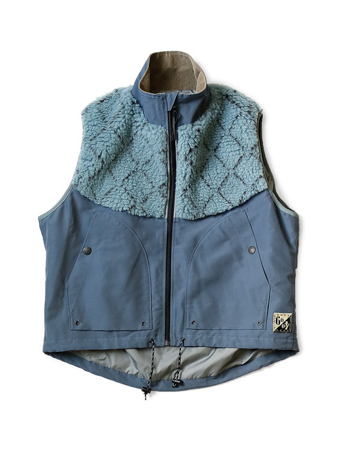 KAPITAL Vest 60/40 Cross x Road Sashiko Fleece Hutte Vest