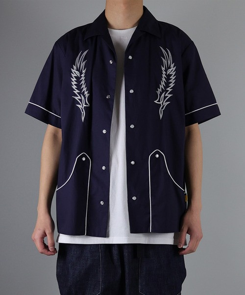 NUMBER (N)INE Tops S/S EMBROIDERED COTTON SHIRT