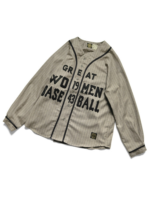 KAPITAL Shirt (Long Sleeve) Wool Stripe GREAT WOMEN Baseball Long