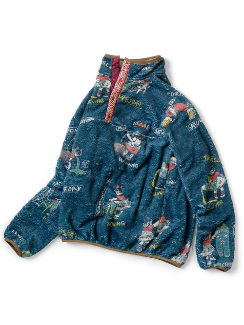 KAPITAL Sweat Shirt Country Calendar Pattern Fleece Snap T