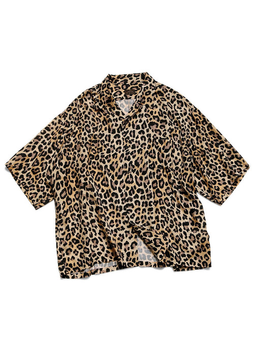 【PARTIMENTO】 Leopard Graffiti Open Collar Shirts /追跡付 BLACK COMME des GARCONS Sleeve Cutting Leopard Printed Shirt