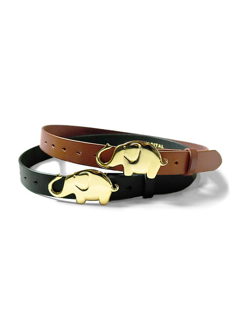 KAPITAL Belts Leather Trunk Up Elephant Buckle Belt