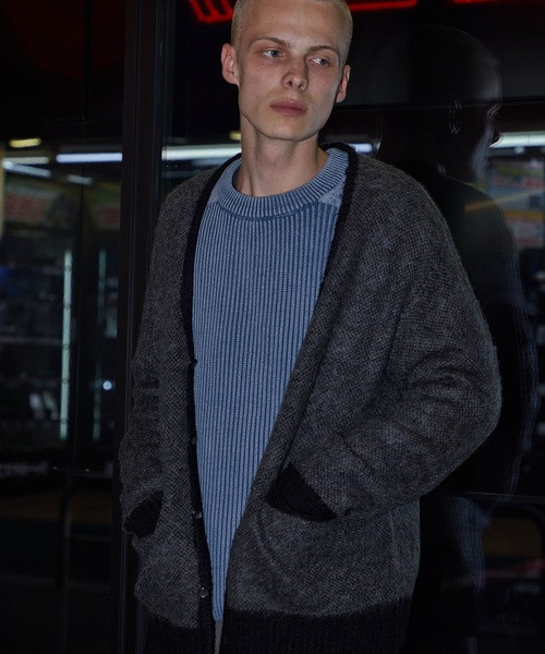 NUMBER (N)INE Tops PLAIN JACQUARD MOHAIR KNIT CARDIGAN