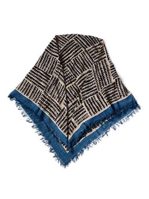 KAPITAL Scarves Rayon Fringe Stole (Hacksaw Block Pattern)