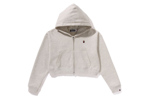 BAPE CUT AND SEWN APE HEAD ONE POINT CROPPED ZIP HOODIE