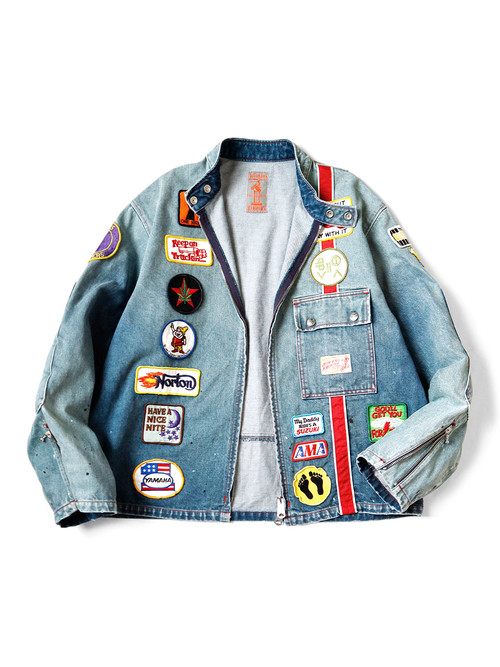 KAPITAL14oz DENIM MOTOCROSS JKT ボーン 刺繍