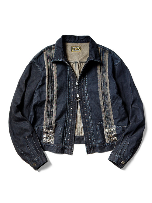 交換無料！ KAPITAL Jacket 12Oz Yagasuri Jacquard Denim Chimayo Drizzler JKT 小物