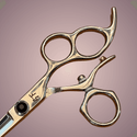 Shear Fanatic™️ Scissor Shear Fanatic™ Stainless Steel 3-Hole Swivel Shears, ergonomic professional hair cutting scissors with a polished stainless steel finish and a swivel handle design.