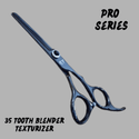 Shear Fanatic™️ Scissor Shear Fanatic®️ Pro Series Black 35 Tooth 6.0" Texturizing Shears, black professional hair thinning and texturizing scissors with 35 teeth and ergonomic handles.