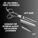 Shear Fanatic™️ Scissor Shear Fanatic®️ Craft Series Left Handed Double Texturizer, metallic scissors with textured cutting edges, designed for weight removal and blending extensions.
