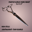 Shear Fanatic™️ Scissor Shear Fanatic™ Master Series Dark Roast 6.0" VG10 Steel Dry Cutting Shear, a professional-grade dark roast colored hair cutting shear with lightweight design, thin blades, and ergonomic handle for precise and efficient hair styling.