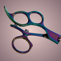 Shear Fanatic™️ Scissor Rainbow Titanium Left Hand Swivel Shear 30 Tooth Texturizer, professional left hand swivel scissors for stylists with a colorful, iridescent finish and ergonomic design.